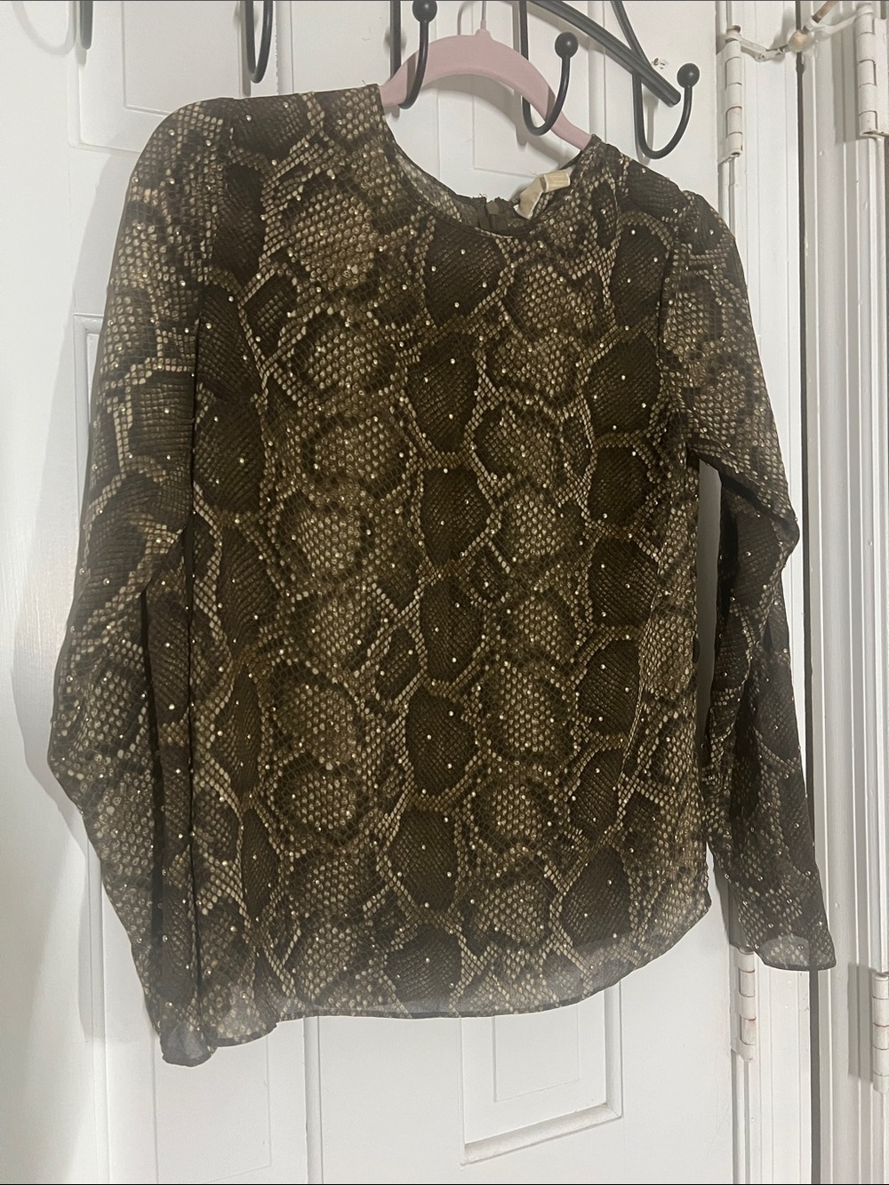 Michael Kors Olive Green Snake Print Blouse